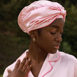 silk satin night cap pink30 momme