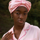 silk satin night cap pink30 momme