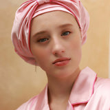 silk satin night cap pink30 momme