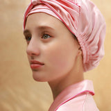 silk satin night cap pink30 momme