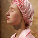silk satin night cap pink30 momme