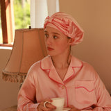 silk satin night cap pink30 momme