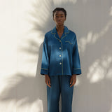 silk satin pajama navy30匁