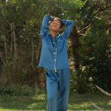 silk satin pajama navy30匁