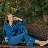 silk satin pajama navy30匁