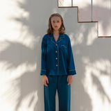 silk satin pajama navy30匁
