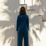 silk satin pajama navy30匁