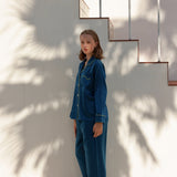 silk satin pajama navy30匁